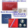 Image 1 : 1776-1976 Bicentennial Silver Proof & Uncirculated set, 6 coins