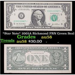 *Star Note* 2003A Richmond FRN Green Seal Grades Choice AU/BU Slider