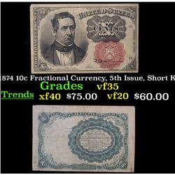 1874 10c Fractional Currency, 5th Issue, Short Key Grades vf++