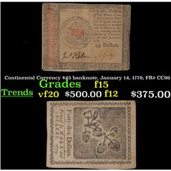 Continental Currency $45 banknote, January 14, 1779, FR# CC96 Grades f+