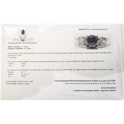 10K White Gold Black Diamond(1.1ct) Diamond(0.64Ct,I2-I3,H-I) Ring (~Size 6) (~weight 2.74g), Made i