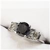 Image 4 : 10K White Gold Black Diamond(1.1ct) Diamond(0.64Ct,I2-I3,H-I) Ring (~Size 6) (~weight 2.74g), Made i
