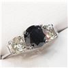 Image 5 : 10K White Gold Black Diamond(1.1ct) Diamond(0.64Ct,I2-I3,H-I) Ring (~Size 6) (~weight 2.74g), Made i