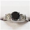 Image 6 : 10K White Gold Black Diamond(1.1ct) Diamond(0.64Ct,I2-I3,H-I) Ring (~Size 6) (~weight 2.74g), Made i
