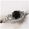 Image 7 : 10K White Gold Black Diamond(1.1ct) Diamond(0.64Ct,I2-I3,H-I) Ring (~Size 6) (~weight 2.74g), Made i