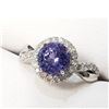 Image 5 : 14K White Gold Tanzanite(1.5ct) Diamond(0.28ct) Ring (~Size 6) (~weight 3.96g), Appraised Retail $55