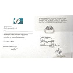 14K White Gold Princess Cut Diamond(0.75Ct,I,G)(DIAMOND(0.80CT,I,J-K)ct) Ring (~Size 6) (~weight 5.2