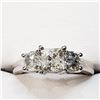 Image 7 : 14K White Gold Princess Cut Diamond(0.75Ct,I,G)(DIAMOND(0.80CT,I,J-K)ct) Ring (~Size 6) (~weight 5.2