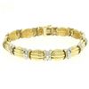 Image 1 : 14K Two Tone Gold 1.35 ctw Round Diamond Textured X O Oval Link Tennis Bracelet