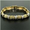 Image 3 : 14K Two Tone Gold 1.35 ctw Round Diamond Textured X O Oval Link Tennis Bracelet