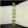 Image 4 : 14K Two Tone Gold 1.35 ctw Round Diamond Textured X O Oval Link Tennis Bracelet