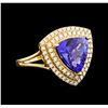 14KT Yellow Gold 4.45 ctw Tanzanite and Diamond Ring