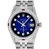 Image 1 : Rolex Mens SS Blue Vignette Diamond & Ruby Channel Set Diamond Datejust Wristwat