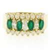 Image 4 : 14k Yellow Gold 2.02 ctw Prong Marquise Emerald & Diamond Quality Pyramid Ring