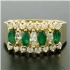 Image 6 : 14k Yellow Gold 2.02 ctw Prong Marquise Emerald & Diamond Quality Pyramid Ring
