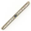 Image 1 : 14k Gold & Platinum Sapphire Open Filigree Fancy Bar Pin Brooch