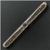 Image 2 : 14k Gold & Platinum Sapphire Open Filigree Fancy Bar Pin Brooch