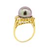 Image 4 : 0.64 ctw Diamond and Pearl Ring - 18KT Yellow Gold