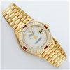 Image 3 : Rolex Ladies 18K Yellow Gold MOP Diamond & Ruby President Wristwatch With Rolex
