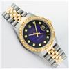 Image 3 : Rolex Mens 2 Tone 14K Blue Vignette String Pyramid Diamond Datejust Wristwatch