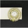 Image 3 : 18kt Yellow Gold 1.25 ctw Cultured Pearl and Diamond Button Earrings