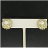 Image 4 : 18kt Yellow Gold 1.25 ctw Cultured Pearl and Diamond Button Earrings