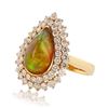 Image 2 : 3.34 ctw Opal and 1.82 ctw Diamond 14K Yellow Gold Ring
