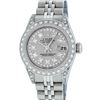 Rolex Ladies Stainless Steel Quickset Slate Grey Diamond Lugs Datejust Wristwatc