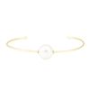 Image 1 : 0.02 ctw Diamond and Pearl Cuff Bracelet - 14KT Yellow Gold
