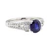 Image 1 : 1.98 ctw Sapphire and Diamond Ring - 18KT White Gold