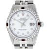 Image 1 : Rolex Mens Stainless Steel White Diamond & Ruby 36MM Datejust Wristwatch