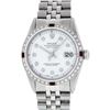 Image 2 : Rolex Mens Stainless Steel White Diamond & Ruby 36MM Datejust Wristwatch