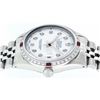 Image 6 : Rolex Mens Stainless Steel White Diamond & Ruby 36MM Datejust Wristwatch