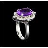 Image 4 : 4.48 ctw Amethyst and Diamond Ring - 14KT White Gold