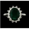 Image 2 : 3.32 ctw Emerald and Diamond Ring - 14KT White Gold