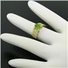Image 6 : 14kt Yellow Gold 1.90 ctw Heart Peridot and Diamond Wide Band Ring