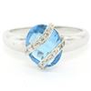 Image 1 : 14K White Gold 3.57 ctw Pave Diamond & Caged Checkerboard Oval Blue Topaz Ring