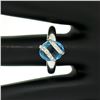 Image 5 : 14K White Gold 3.57 ctw Pave Diamond & Caged Checkerboard Oval Blue Topaz Ring