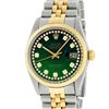 Image 2 : Rolex Mens 2 Tone 14K Green String Diamond 36MM Datejust Wristwatch