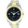 Image 2 : Rolex Mens Yellow Gold And Stainless Steel 41MM Black Roman Datejust 2 Wristwatc