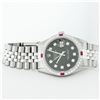 Image 4 : Rolex Mens Stainless Steel Black Diamond & Ruby 36MM Datejust Wristwatch