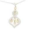Image 1 : 18kt White and Yellow Gold 2.10 ctw White and Yellow Diamond Dangle Pendant Neck