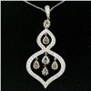 Image 2 : 18kt White and Yellow Gold 2.10 ctw White and Yellow Diamond Dangle Pendant Neck