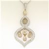 Image 4 : 18kt White and Yellow Gold 2.10 ctw White and Yellow Diamond Dangle Pendant Neck