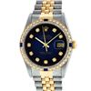 Rolex Mens 2 Tone 14K Blue Vignette Diamond & Sapphire Datejust Wristwatch