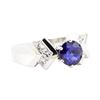 2.09 ctw Sapphire And Diamond Ring - 14KT White Gold