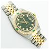 Image 3 : Rolex Mens 2 Tone 14K Green String Diamond & Emerald Datejust Wristwatch