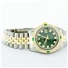 Image 4 : Rolex Mens 2 Tone 14K Green String Diamond & Emerald Datejust Wristwatch