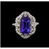 Image 2 : 14KT White Gold 4.71 ctw Tanzanite and Diamond Ring