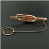 Image 3 : Men's  18k Rose Gold Cabochon Red Ox Blood Coral Tie Clasp w/ Button Loop